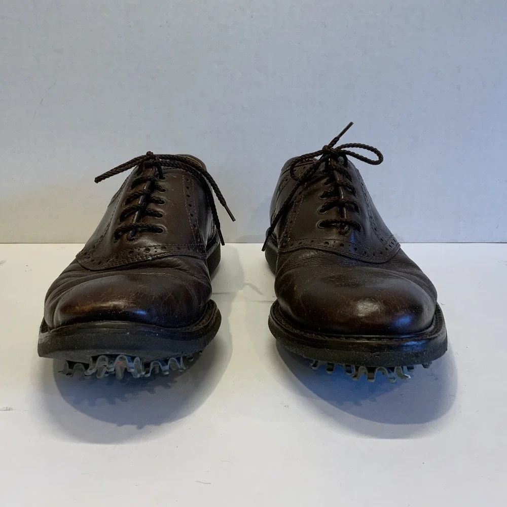 Johnson & Murphy Men's Leather Golf Shoes Waterproof Sz 10M Italy‎ Soft Spikes